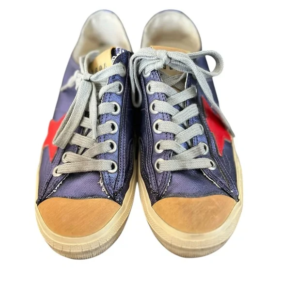 GOLDEN GOOSE VSTAR2 Laminated Metallic Leather Sneakers